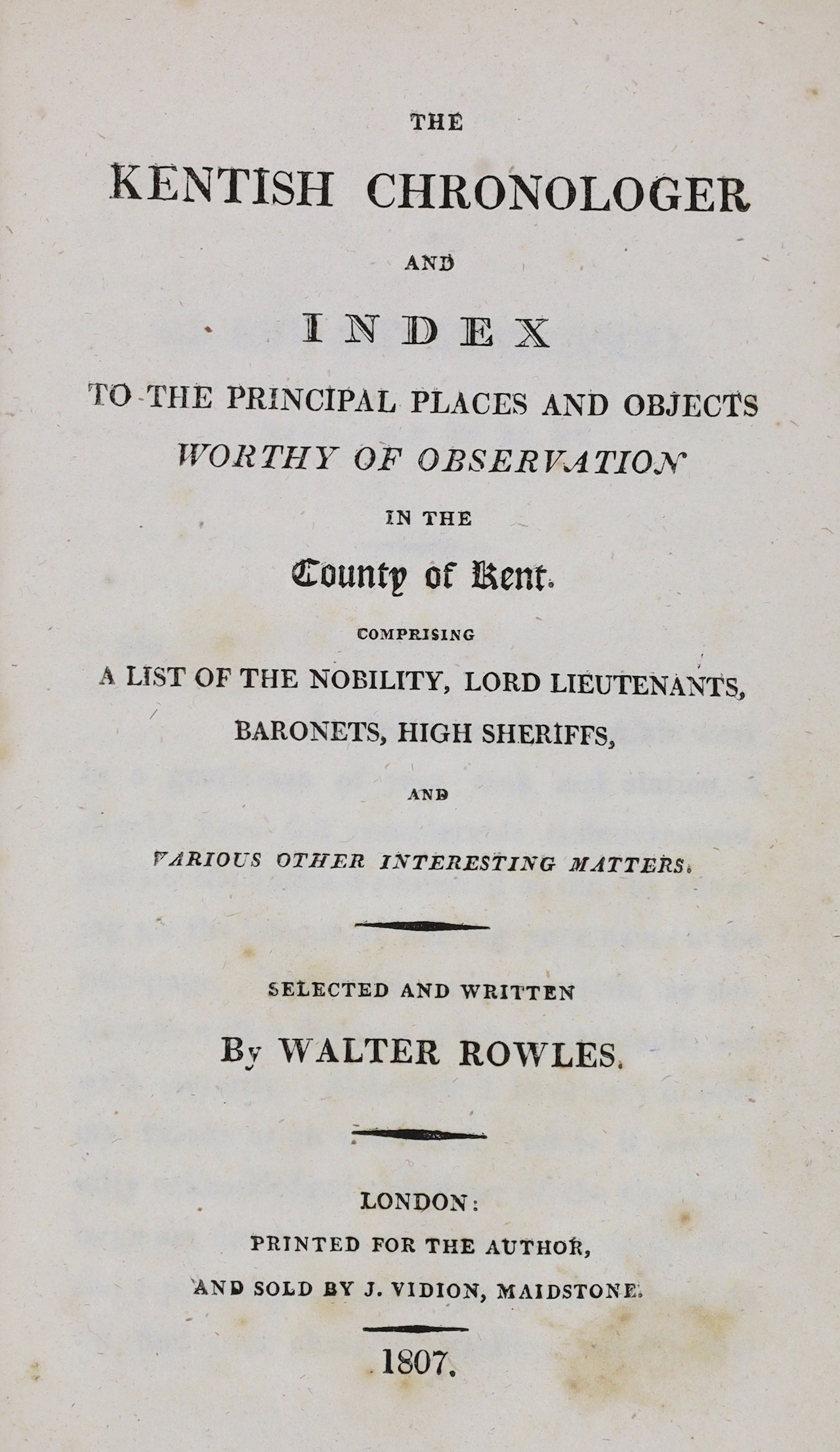 KENT: Fussell, L. - A Journey Round the Coast of Kent ... being Original Notes made during a Summer Excursion. coloured and folded map: rebound half calf and marbled boards, 1818